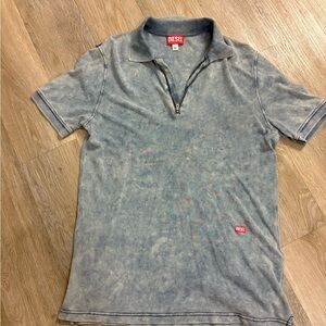Diesel Men's Washed Denim Polo Shirt